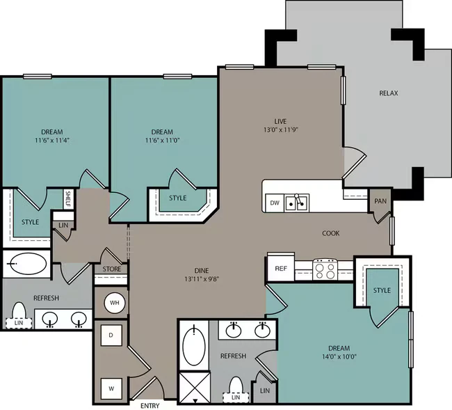 C1EU 3B Elevator Apartment 02120 floor plan